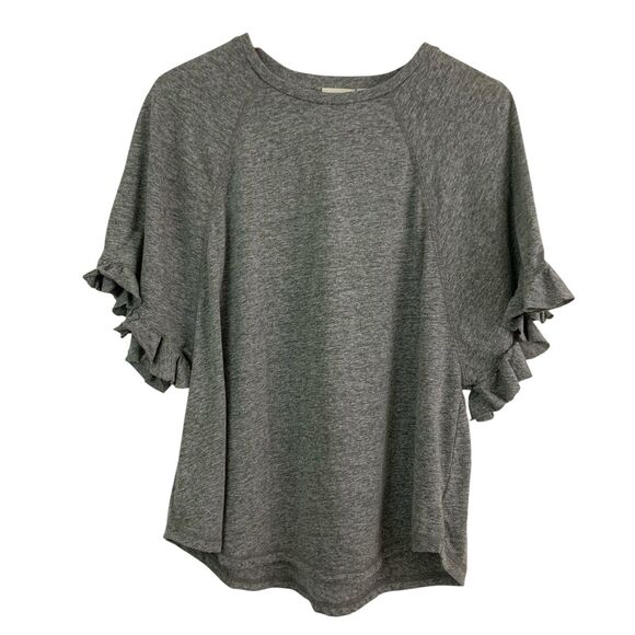 Ag Adriano Goldschmied Tops - AG Adriano Goldschmied Women’s M Short Sleeve T-Shirt Gray Ruffle Sleeve Tee